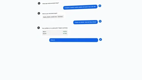 AI agent executes financial portfolio investment tasks. 스톡 동영상 336189872