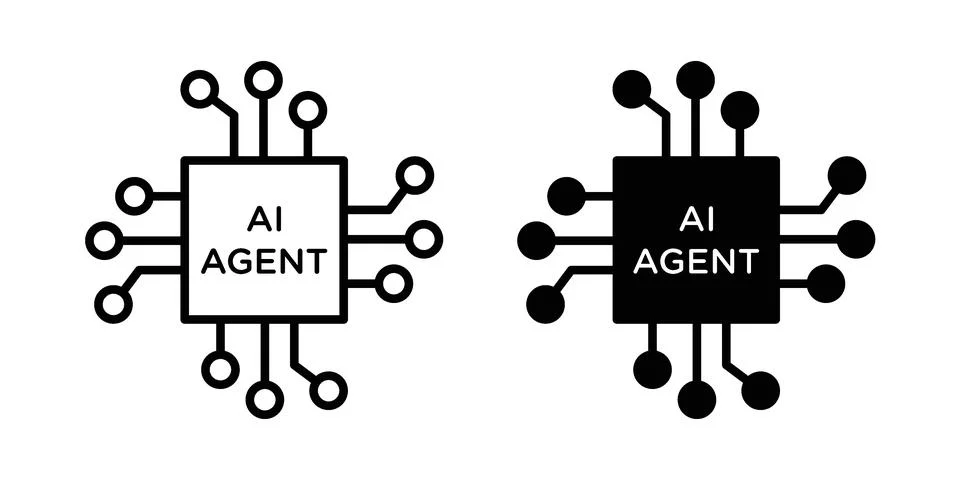 AI Agent icon linear versions pack on white background Stock-Illustration