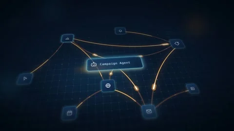AI Agent Mesh Campaign Operations Visualization Digital Network Background Stock Footage 342590327