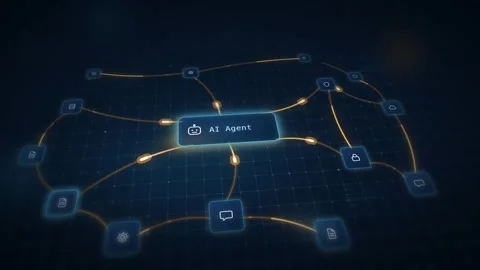 AI Agent Mesh Cinematic Build Digital Network Visualization Futuristic Video stock 342590325