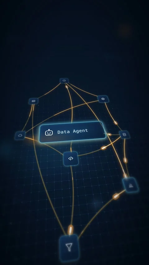 AI Agent Mesh Data Warehouse Visualization Dynamic Data Flow Animation Abstract Stock Footage 342590304