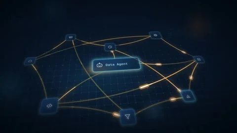 AI Agent Mesh Data Warehouse Visualization Abstract Data Flow Animation Stock Footage 342590329