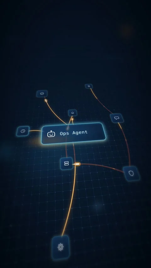 AI Agent Mesh Incident Operations Visualization Dynamic Data Grid Background Stock Footage 342590420