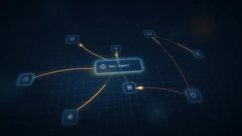 AI Agent Mesh Incident Operations Background Digital Grid Animation Seamless Stock Footage 342590428