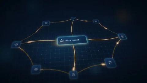 AI Agent Mesh Risk Review Visualization Data Analytics Background Futuristic Stock Footage 342590516