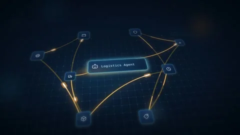 AI Agent Mesh Supply Chain Visualization Logistics Network Abstract Animation Stock Footage 342590747
