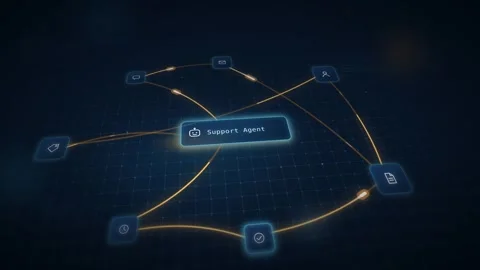 AI Agent Mesh Support Triage Visualization Digital Grid Network Abstract Stock Footage 342590772