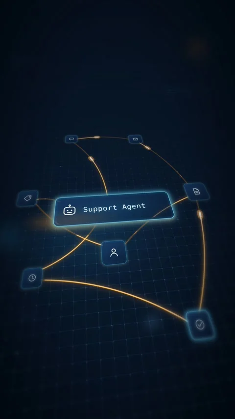 AI Agent Mesh Support Triage Animation Seamless Loop Abstract Digital Stock Footage 342590782