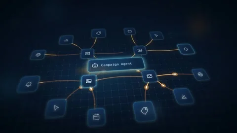 AI Agent Mesh Visualization Campaign Operations Background Seamless Loop Stock Footage 342590897