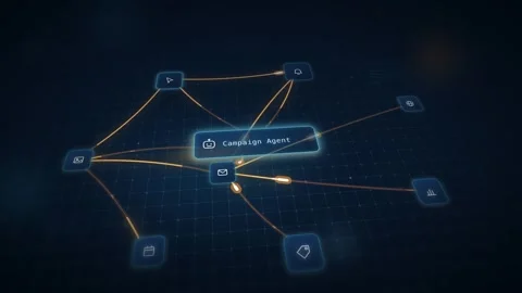 AI Agent Mesh Visualization Campaign Operations Background Seamless Loop Stock Footage 342590913