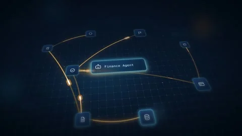 AI Agent Mesh Visualization Invoice Processing Animation Finance Technology Stock Footage 342590896