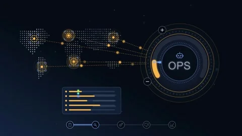 AI Agent Operations OPS Dashboard Animation Data Visualization Interactive UI Stock Footage 347279432
