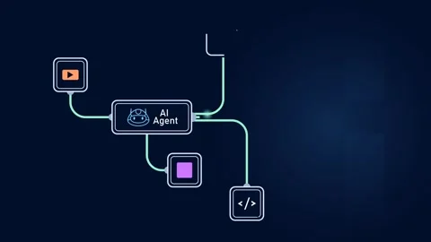 AI agent or assistant. Moving banner with artificial intelligence performing Stock Footage 332221072