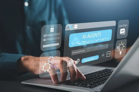 AI agent platform prompt command generation system uses artificial intellig.. 写真素材