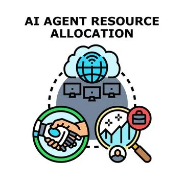 Ai agent resource allocation for business management Stock Illustration