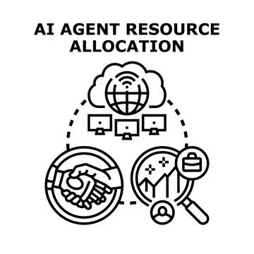 Ai agent resource allocation for business management Stock Illustration