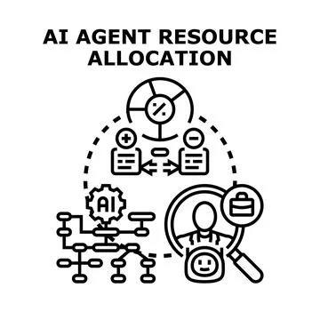 Ai agent resource allocation concept for optimization Stock Illustration