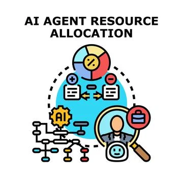 Ai agent resource allocation concept for optimization Illustrazione stock