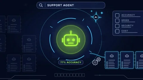 AI Agent Selection Interface Animation Futuristic Technology UI Support Agent Stock Footage 347279381