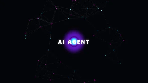 AI Agent Text with Digital Network Background Stock Footage 340877540