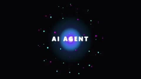 AI Agent Text on Glowing Blue Orb with Particles Stock Footage 340878044