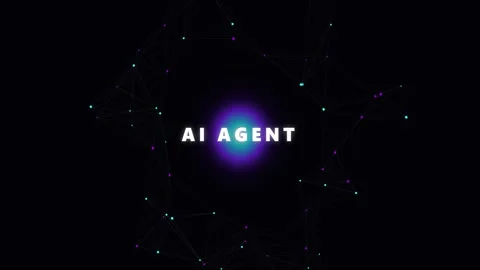 AI Agent Text with Glowing Orb and Network Background Stock Footage 340878665