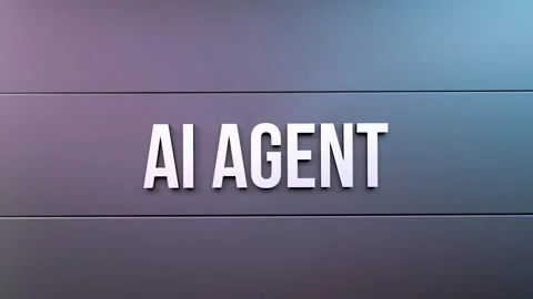 AI AGENT word, text metallic concept metal panel,concept, animation. 3D render Stock Footage 317179017