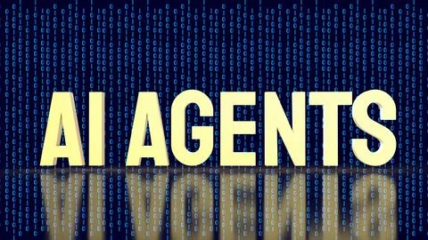 AI Agents Concept With Binary Data Digital Technology Background 3d render. Stock Illustration