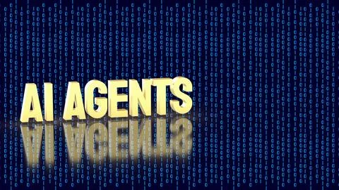 AI Agents Concept With Binary Data Digital Technology Background 3d render. Illustrazione stock