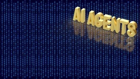 AI Agents Concept With Binary Data Digital Technology Background 3d render. Stock Illustration