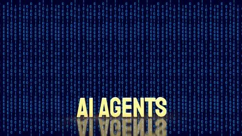 AI Agents Concept With Binary Data Digital Technology Background 3d render. Stock Illustration