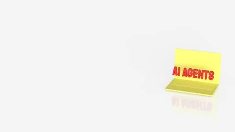 AI Agents Concept On Laptop Screen Minimal Technology Background 3d render. Stock Illustration