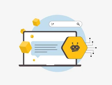 AI agents in crypto - blockchain technology, automating smart contracts and Stock Illustration