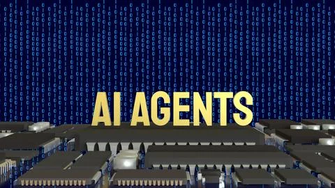 AI Agents Microchip Concept On Futuristic Circuit Board Technology Backgrou.. Stock Illustration