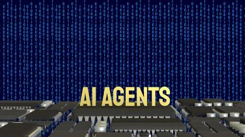 AI Agents Microchip Concept On Futuristic Circuit Board Technology Backgrou.. Stock Illustration
