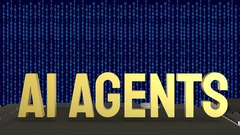AI Agents Microchip Concept On Futuristic Circuit Board Technology Backgrou.. Illustrazione stock