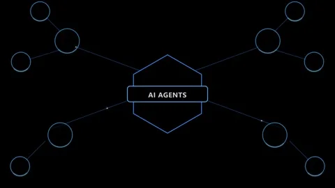 Ai agents network diagram: digital technology concept with animated data no.. Stock Footage 344860616