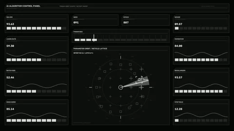 AI Algorithm Control Panel HUD Seamless Loop Stockbeeldmateriaal 342099928