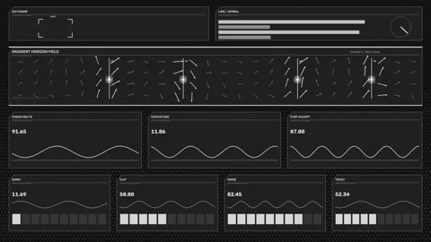 AI Algorithm Control Panel HUD Seamless Loop Stockbeeldmateriaal 342100282