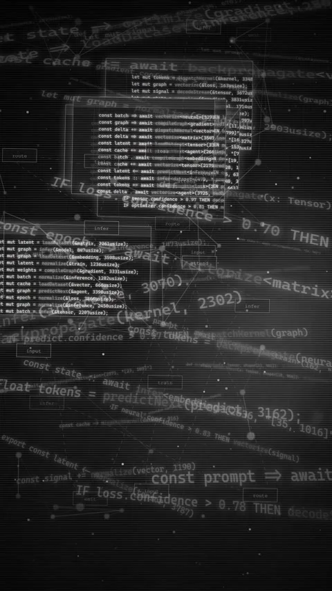 AI Algorithm Data Flow Abstract Programming Code Background Stock-Footage 335341502