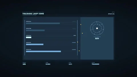 AI Algorithm Data Visualization HUD Seamless Loop Stockbeeldmateriaal 342102599