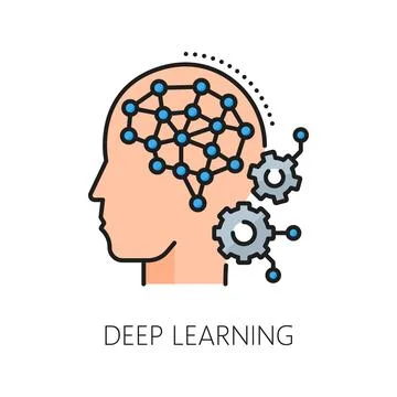 AI algorithm, deep machine learning line icon Stock Illustration