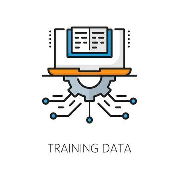 AI algorithm, machine learning outline color icon Stock Illustration