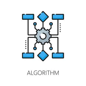 AI algorithm machine learning technology line icon Stock Illustration
