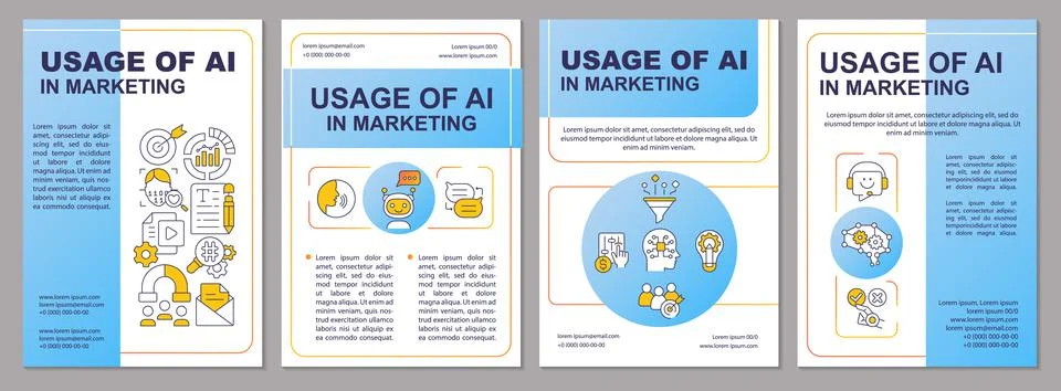 AI algorithm in marketing blue brochure template 스톡 일러스트