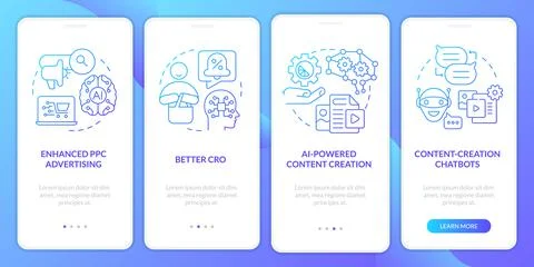 AI algorithm in marketing blue gradient onboarding mobile app screen Stock Illustration