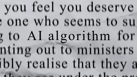 AI ALGORITHM Text in Centre with High-energy Fast Text Stop-Motion Writing Stockbeeldmateriaal 337994288
