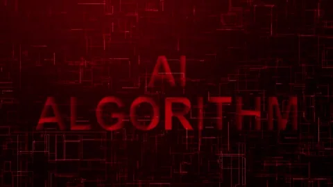 AI algorithm text data line technology animation red color Stock Footage 259544030