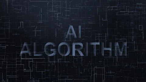 AI algorithm text data line technology background Stock Illustration