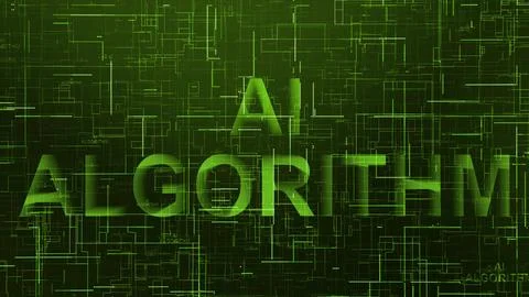 AI algorithm text data line technology green Stock Illustration